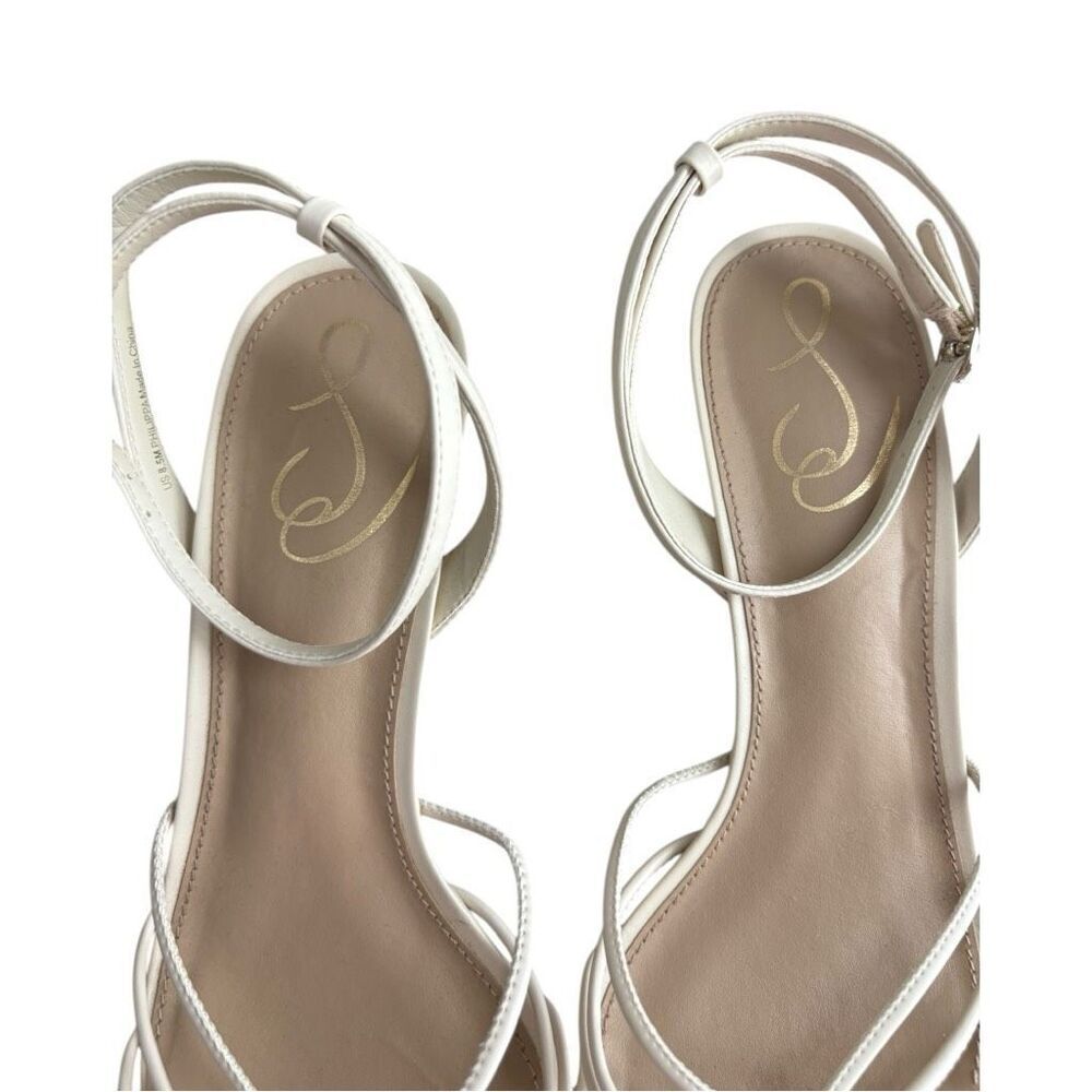 Sam Edelman Philippa Sandal Pearl Women’s Size 8.5 Ivory Embellished Kitten Heel - Picture 5 of 11